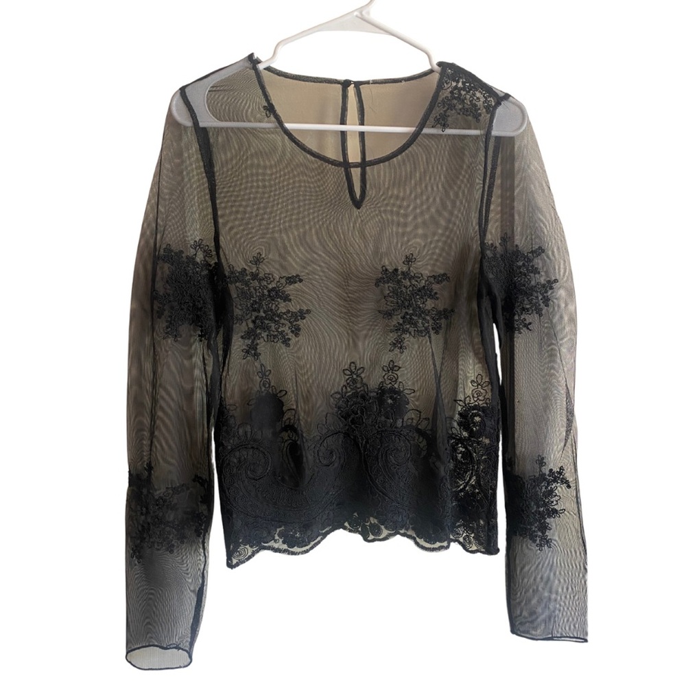 ASOS | Black Sheer Lace Top